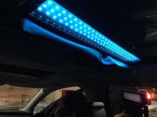 "We had six to eight LED strips — one over each of the four windows and two over the back and two shooting through the sunroof," Cox said.