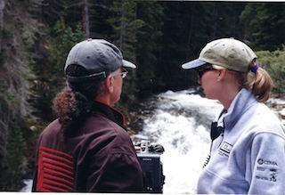 Randall Dark and Kristen Cox on location for a nature documentary.