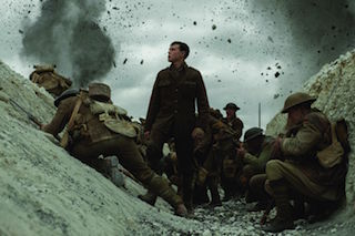 George MacKay, center, as Schofield in 1917, co-written and directed by Sam Mendes. Photo credit: François Duhamel / Universal Pictures and DreamWorks Pictures© 2019 Universal Pictures and Storyteller
