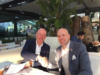 Kinepolis CEO Eddy Duquenne, left, with Cinionic CEO Wim Buyens.
