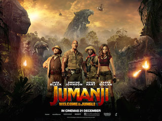 The movie, Jumanji: Welcome to the Jungle, was chosen, as it could play well whether at home or in theatre and would not favor one setting or the other. 