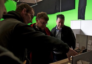 Pictured left to right 32Ten’s Nick D’Abo, director Guillermo del Toro and ILM’s John Knoll