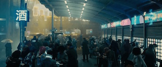 A city exterior scene from Blade Runner 2049.
