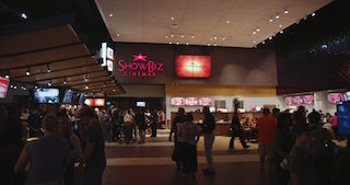 Barco digital signage in the lobby of ShowBiz Cinemas in Baytown, Texas.