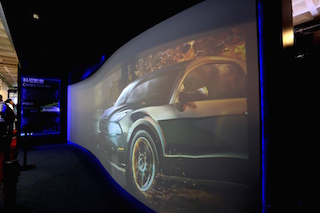 The cinema lobby display is made up of three Christie 65-inch interactive flat panels, arranged in a herringbone pattern and driven by Christie Pandoras Box media players.