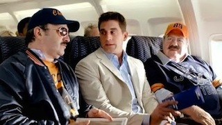 Left to right, Robert Smigel, Aaron Rodgers and George Wendt in Turbulence.