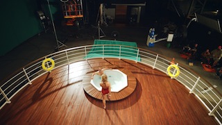 A pool set in the South Africa studio. Frankie enabled the international team to discuss shots in real time.
