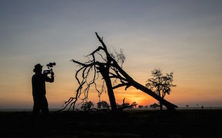 Cinematographer Abraham Joffe on location in Kenya.