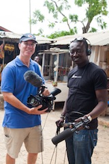 The Skid Row Marathon crew filming on location in Ghana, West Africa.