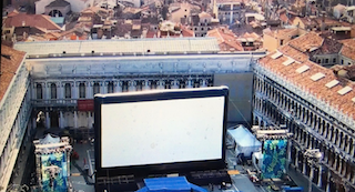 The outdoor pop-up screen used at this year's Venice Film Festival. Photo courtesy of AirScreen.