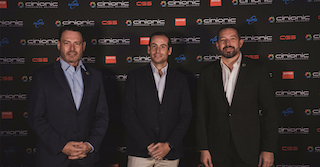 Pictured, left to right, Ivan Cannau. executive vice president Americas, Cinionic; Javier Ezquerro, COO, CMX Cinemas; and Casey Collins, director of sales, Cinionic.
