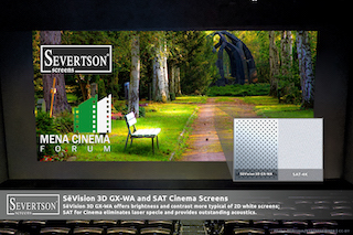 Severtson Screens has been named a Strategic Cinema Screens Partner for the 2021 MENA Cinema Forum, to be held in Dubai, United Arab Emirates from October 26-28. Severtson will feature its next generation SAT-4K acoustically transparent cinema projection screen line and enhanced SēVision 3D GX-WA projection screen coating during the show.