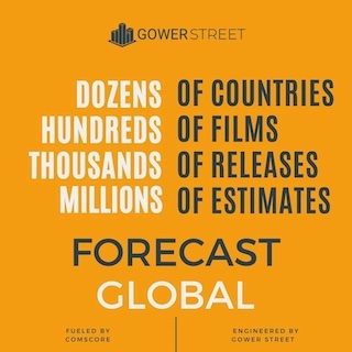 Gower Street Analytics and Comscore Movies today announced the launch of the new, global version of Gower Street’s Forecast service. Global Forecast, developed by Gower Street Analytics in partnership with Comscore Movies, aids the global distribution strategy of studios and is powered by a proprietary theatrical simulation model that generates a realistic forward market view, with film estimates by country, title and day.