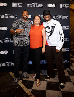 Left to right, Edward Buckles, Jr., Audrey Rosenberg and Chike at the premiere of Katrina's Babies.