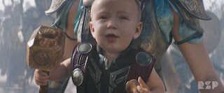 One of those challenges involved Baby Thor, introduced in an extended flashback montage. The baby is a wholly digital character, based on the real-life infant of a Marvel executive, created through animation and artificial intelligence.