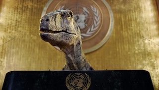 The United Nations Development Programme and SAWA Global Cinema Advertising Association today launched an eight-week international cinema advertising aimed at raising awareness of the climate emergency and spurring broader, urgent action to address it. In the 60-second cinema ad, Frankie, a computer-generated dinosaur is seen storming into the UN General Assembly, seizing its iconic podium, and urging stunned-looking dignitaries to avoid the dinosaurs’ fate—extinction—by making changes to tackle the climate crisis.