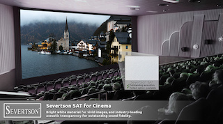 Severtson Screens will feature its SAT-4K Acoustically-Transparent cinema projection screen line during CinemaCon 2022 April 25-28 at Caesars Palace in Las Vegas, Nevada.