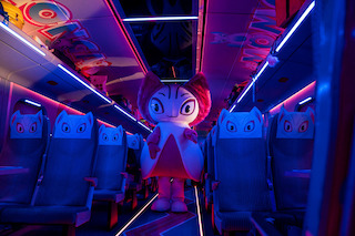 Sound effects enhance comic moments throughout the film. Gibleon used jetting and swirling water to support the train’s high-tech toilet (where Ladybug hides a venomous snake) and a mix of toy-like noises to breathe life into the anime-inspired Momomon character who roams the train and pops up at unexpected moments.