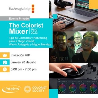 Blackmagic Design and IntekTV are hosting a Colorist Mixer July 20 at 5:00 pm at the Country Club Lima Hotel in Lima, Peru as part of Blackmagic Week. Diego Yhama, CSI, founder of Estudio Roco, Bogota, and creator of the podcast Coloristas Hispanos, will host the event and give a talk on artificial intelligence-assisted color grading.