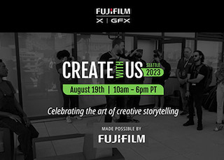 In recognition of World Photography Day on Saturday, August 19, Fujifilm will present Create with Us, an immersive celebration of visual arts at Seattle’s iconic Fremont Studios. The free, hands-on event for anyone interested in photography, cinematography, or the arts, Create with Us will be a curated, public event that will showcase the power of image and video making from an emerging generation of image makers and content creators.