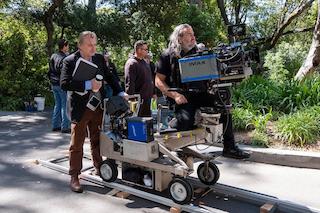 DP Hoyte van Hoytema at the Imax film camera with director Christopher Nolan during production on Oppenheimer. Photo by Melinda Sue Gordon/Universal Pictures. © Universal Studios. All Rights Reserved.