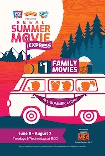 Starting Tuesday, June 11, moviegoers of all ages can climb aboard the Summer Movie Express at Regal to enjoy a great selection of movies. During the nine-week festival, more than 400 Regal theatres will offer two PG movies every Tuesday and Wednesday morning at 11:00 for only one dollar.