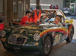 Brent Jenkins, left, and Randall Dark on location for Vintage Racer.